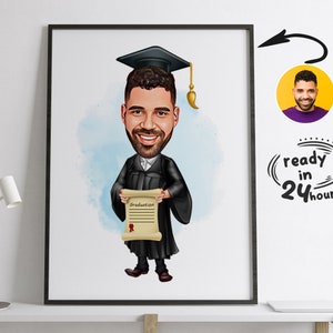 Custom Graduation Cartoon Portrait, Graduation Portrait, Graduation Gift, Graduation Cartoon, Graduation Caricature, Caricature from Photo