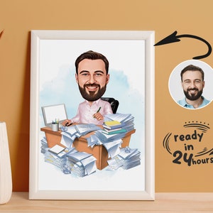 Caricatura de chefe personalizada a partir de foto, presente de chefe para homens, desenho animado de chefe, caricatura engraçada de chefe, caricatura de chefe, presente para chefe, presente digital de chefe