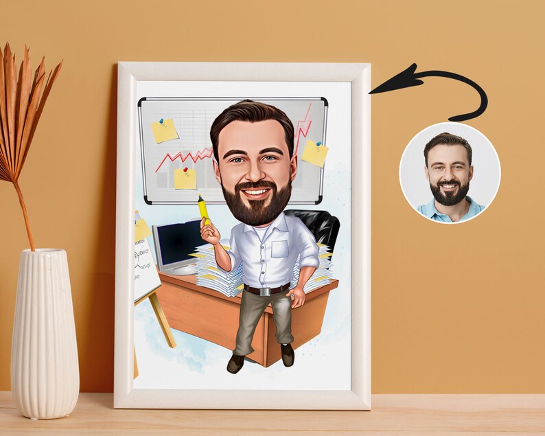 Custom Male Coworker Cartoon Portrait, Coworker Caricature, Gift for ...