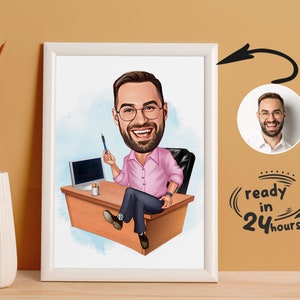 Benutzerdefinierte Boss Karikatur vom Foto, Boss Geschenk für Männer, Boss Cartoon, lustige Boss Karikatur, Boss Karikatur, Geschenk für Boss, Boss Digitales Geschenk