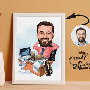 Benutzerdefinierte Boss Karikatur vom Foto, Boss Geschenk für Männer, Boss Cartoon, lustige Boss Karikatur, Boss Karikatur, Geschenk für Boss, Boss Digitales Geschenk