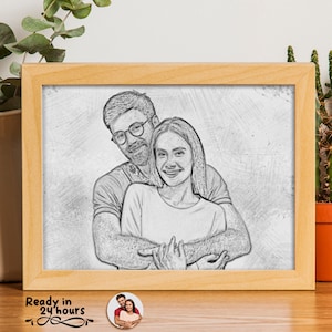 Custom Sketch Portrait from Photo, Charcoal Pencil Style, Gift for Family, Painting from Photo, Personalized Gift, Digital Sketch Drawing