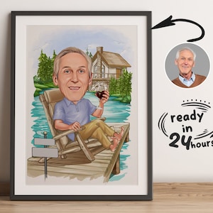Portrait personnalisé de dessin animé de retraite, Caricature de retraite, Cadeau de retraite, Dessin animé de retraite, Cadeau de retraite, Dessin animé de retraite heureuse