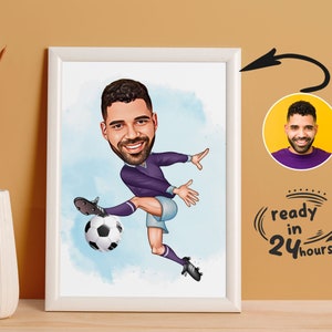 Custom Soccer Player Cartoon Portrait, Soccer Caricature, Soccer Gift, Footballer Cartoon, Soccer Portrait, Custom Caricature from Photo