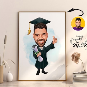Retrato de caricatura de graduación personalizado, retrato de graduación, regalo de graduación, caricatura de graduación, caricatura de graduación, caricatura de foto