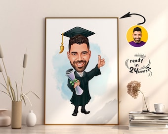 Custom Graduation Cartoon Portrait, Graduation Portrait, Graduation Gift, Graduation Cartoon, Graduation Caricature, Caricature from Photo