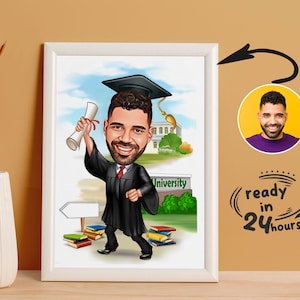 Custom Graduation Cartoon Portrait, Graduation Portrait, Graduation Gift, Graduation Cartoon, Graduation Caricature, Caricature from Photo