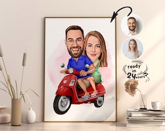 Custom Couple Cartoon Portrait, Couple Portrait, Couple Gift, Couple Caricature, Valentine's Day Gift, Custom Caricature, Anniversary Gift
