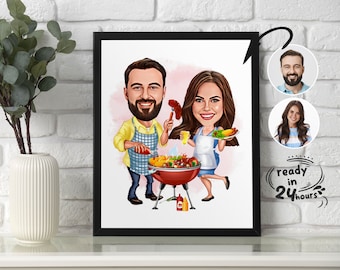 Custom Couple Cartoon Portrait, Couple Portrait, Couple Gift, Couple Caricature, Family Portrait, Custom Caricature, Anniversary Gift