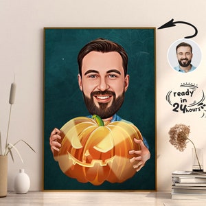 Custom Halloween Cartoon Portrait, Halloween Portrait, Halloween Gift, Halloween Caricature, Custom Caricature, Caricature from Photo