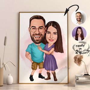 Custom Couple Cartoon Portrait, Couple Portrait, Couple Gift, Couple Caricature, Valentine's Day Gift, Custom Caricature, Anniversary Gift