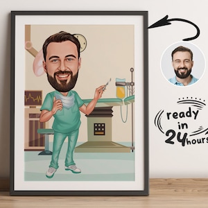 Benutzerdefinierte Chirurg Cartoon Portrait, Chirurg Karikatur, Geschenk für Chirurg, Chirurg Cartoon, einzigartiges Chirurg Geschenk, Karikatur vom Foto