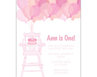 High Chair First Birthday Invitation