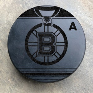 Boston Bruins NHL Jersey Custom Laser Engraved Hockey Puck Any Name and Number
