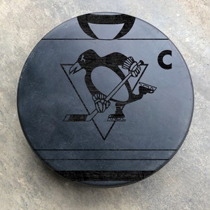 Pittsburgh Penguins NHL Jersey Custom Laser Engraved Hockey Puck Any Name and Number