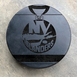 New York Islanders NHL Jersey Custom Laser Engraved Hockey Puck Any Name and Number