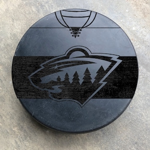 Minnesota Wild NHL Jersey Custom Laser Engraved Hockey Puck Any Name and Number