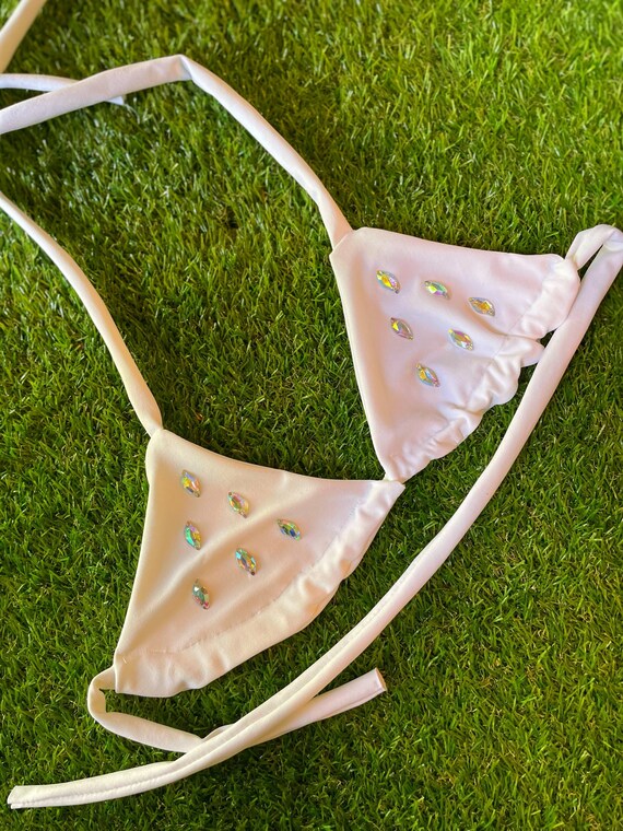 white rhinestone bikini top