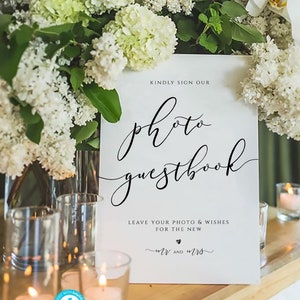photo guestbook Sign Template, Printable guestbook Cards, guest book Sign, photo guestbook Calligraphy Card Reception Sign, Catherine