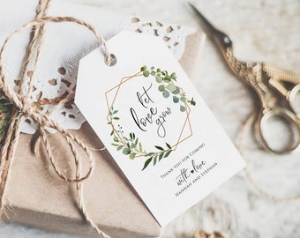 greenery let love grow Tag copper Template, Printable let love grow Tags, Editable Wedding Favour Tag, shower tag greenery, Wilma