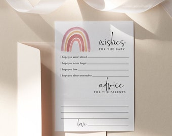 rainbow Advice and wishes baby shower, rainbow boho advice for mommy, wishes for baby editable, rainbow baby shower printable game, Eva