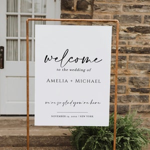 Welcome Sign Template, Modern Wedding Welcome Sign Template, Printable Wedding Signage, Minimalist Welcome Wedding Sign, Heather