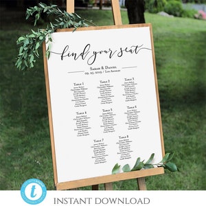 11x14 find your seat Template, Editable, Table Arrangement, Seating Plan, seating chart, Instant Download, 100% editable templett