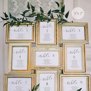 5x7 Wedding Seating Chart Template Kalligrafie, Tisch-Sitzplan Landschaft, Sitzlandschaft, Tisch-Sitzplan vertikal, Catherine