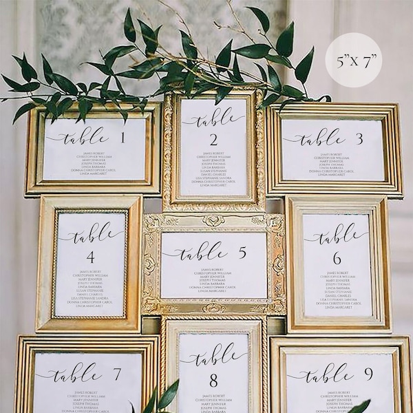 5x7 Wedding Seating Chart Template Calligraphy, table Seating Chart landscape, Seating landscape, table Seating Chart vertical, Catherine