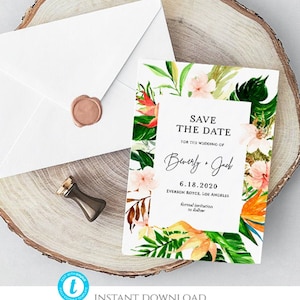 Save The Date tropical Template, Calender Save Our Date, tropical Save The Date, Destination tropical template, 100% Editable