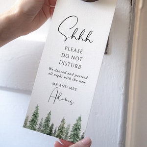 Pine Tree Door Hanger Template, Rustic Pine Wedding Tag, Printable Door Knob Hanger Template, Hotel Door Tag, Forest Hanger Template, Chloe