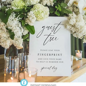Guest Tree Fingerprint Sign, Wedding Thumbprint Guestbook Sign, Printable Wedding Guestbook Sign, Guest Tree Sign Printable 8x10, Helen