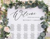 Wedding Seating Chart Template, Table Arrangement, welcome Seating Chart Poster, Seating chart sign, Seating Plan, editable Templett, Helen