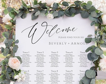 Wedding Seating Chart Template, Table Arrangement, welcome Seating Chart Poster, Seating chart sign, Seating Plan, editable Templett, Helen