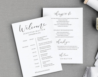 Printable Wedding Itinerary Template, Wedding Weekend Itinerary, Wedding Timeline, Destination Wedding Itinerary, Wedding Welcome, Catherine