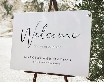 Welcome Sign Template, Modern Wedding Welcome Sign Template, Printable Wedding Signage, Minimalist Welcome Wedding Sign, Nancy