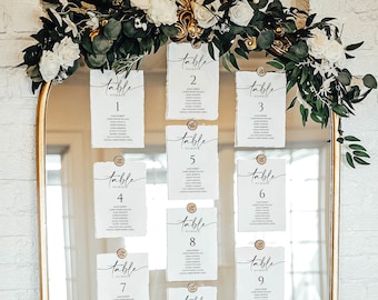5x7 Wedding Seating Chart Template Calligraphy, Table Seating Chart Printable, Elegant Seating plan, Template seating chart, Heather