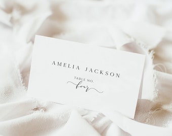 Minimalist Place Card, Escort Cards, Calligraphy Table Cards, Editable Place Cards Elegant, Reserved Seating Cards, Folded Card, Catherine