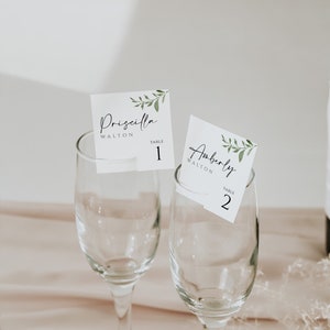 Champagne Place Card, Greenery Place Card Template, Rustic Place Cards, Flat Place Cards, 2x2 Place Card Meal Choice, Heather