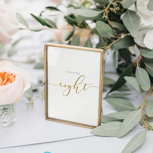 gold table numbers card Calligraphy, wedding table number elegant, Printable table Template, seating chart, 100% editable, 5x7, 4x6, Holly