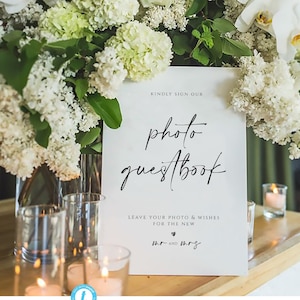 photo guestbook Sign Template, Printable guestbook Cards, guest book Sign, photo guestbook Calligraphy Card Reception Sign, Heather
