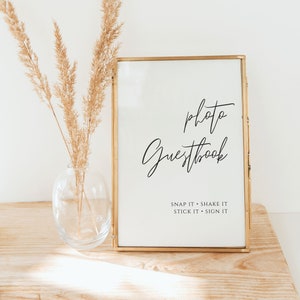 Photo Guestbook Sign Template, Printable Guestbook Cards, Guest Book Sign, Photo Guestbook Calligraphy Card Reception Sign