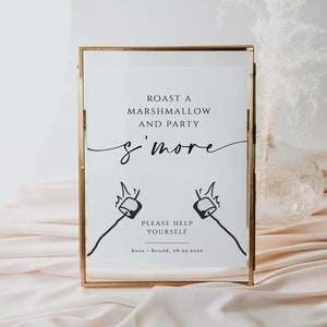 Roast a Marshmallow and Party S&#39;more, Smore Bar Sign, S&#39;more Station, Minimalist S&#39;more Wedding Sign Template, Modern Wedding Sign, Heather