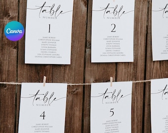 4x6 Seating Chart Canva Template Calligraphy, Elegant Table Seating Plan Wedding, Heather