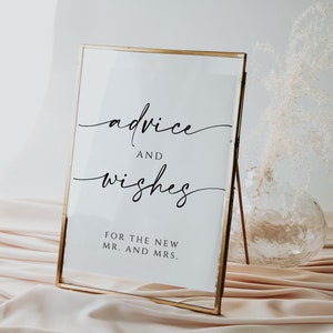 Minimalist Wedding Advice Card Printable, Editable Template, Well Wishes for Bride and Groom, Newlywed Advice, Marriage Advice, Heather