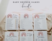 Boho rainbow Baby Shower Game Bundle, Baby Shower Game, Editable Shower Game, Boho rainbow Games Bundle, Customize Baby Shower Games, Eva