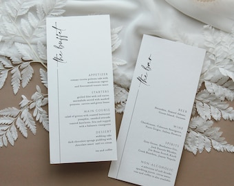Buffet Menu Bar Template Modern Party Dinner Printable Cards 4x9 (Digital Download), Heather