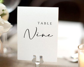 table numbers card Calligraphy, wedding table number elegant, Printable table Template, seating chart, 100% editable, 5x7, 4x6, Heather