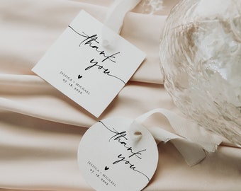 Modern Thank You Gift Tag Template, Editable Square and Circle Gift Tag, Personalized Thank You Gift Tag, Sticker Label Template, Heather
