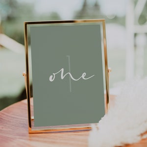 Sage Green Numbers Card Calligraphy, Boho Table Number Card, Table Number Elegant, Printable Table Template, 100% editable, 5x7, 4x6